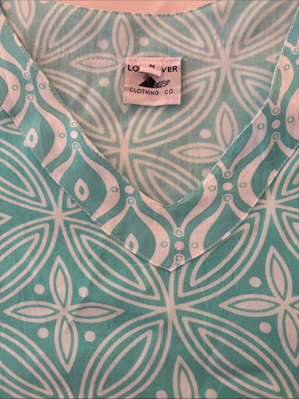 Light Turquoise Geometric Print Top - Home Bedding